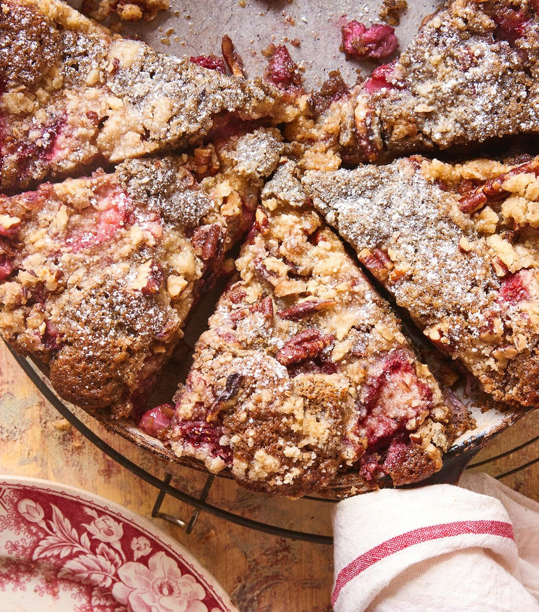 Strawberry Ginger Pecan Skillet Streusel Cake &ndash; La Tourangelle