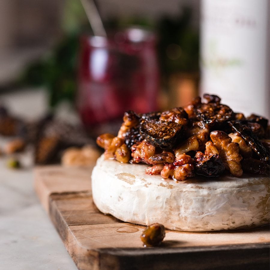 Baked Brie Recipe with Fruit and Walnuts