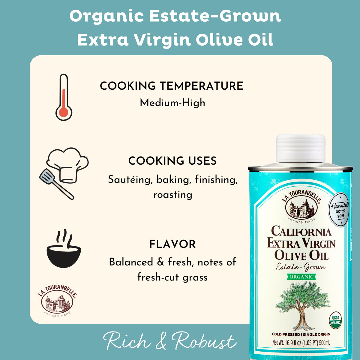 Organic Estate-Grown Extra Virgin Olive Oil – La Tourangelle