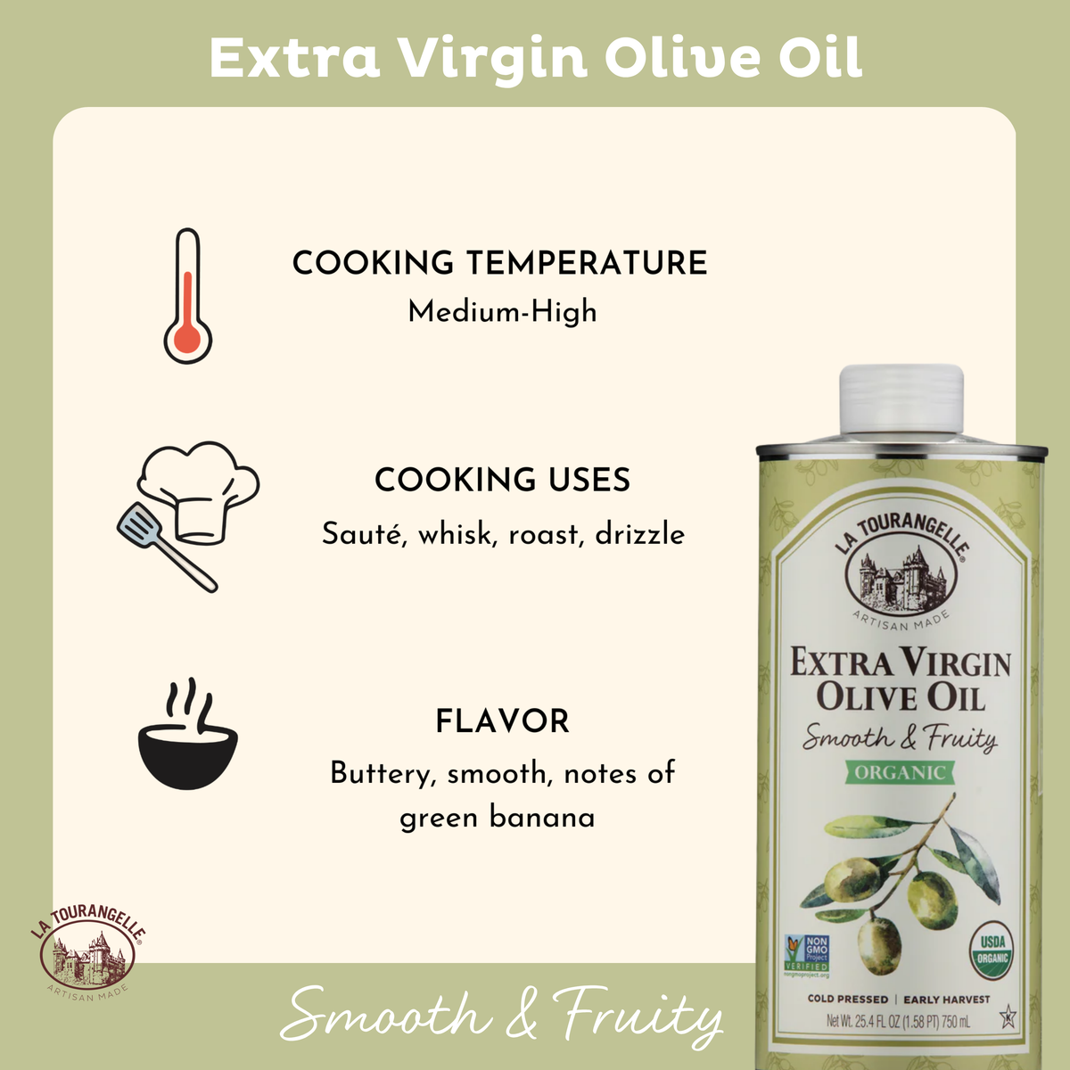 Organic Smooth & Fruity Extra Virgin Olive Oil – La Tourangelle