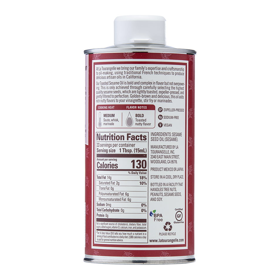 Toasted Sesame Oil Artisan Oils Organic La Tourangelle