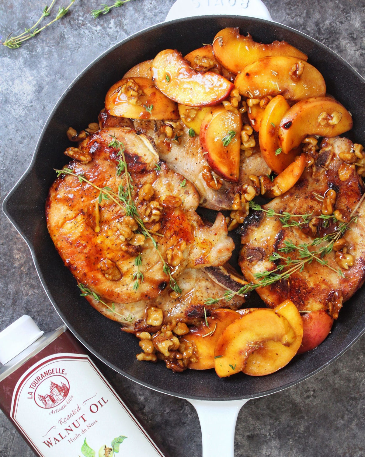 Peach and Walnut Pork Chops – La Tourangelle