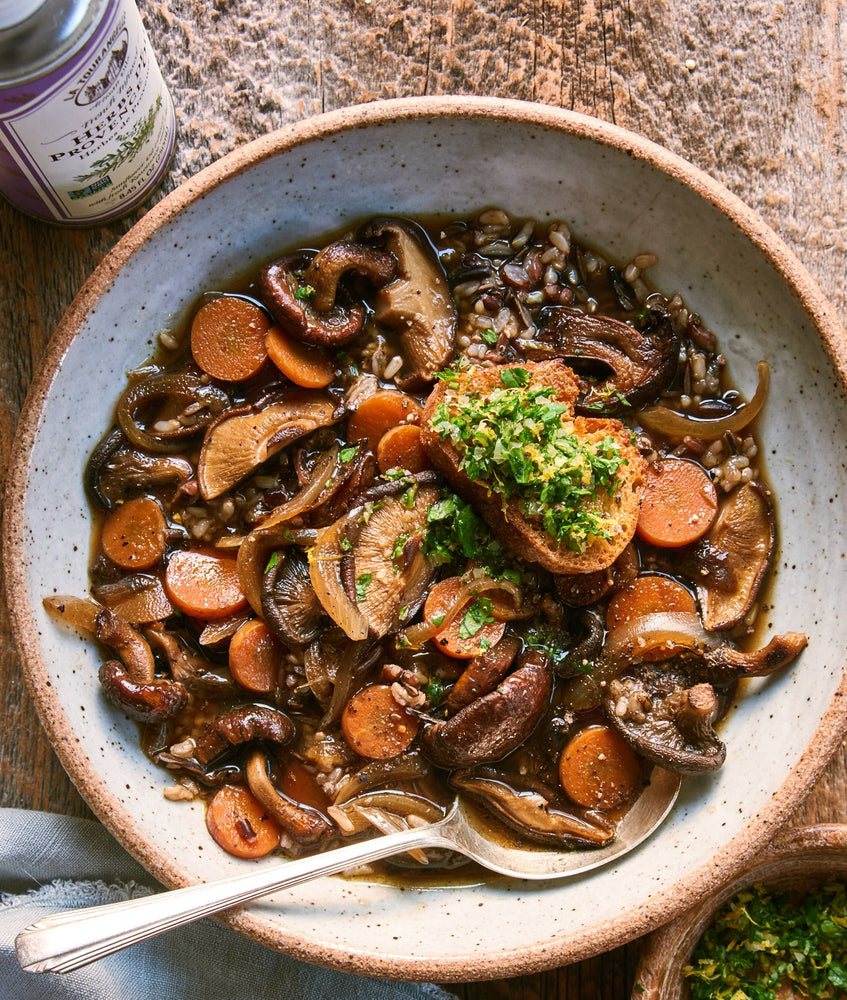 Soothing Broth with Mushrooms and Wild Rice