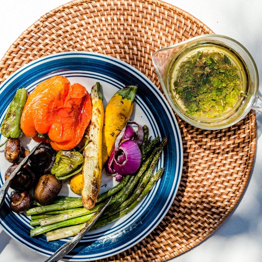 Grilled Vegetables with Citrus Walnut Sauce