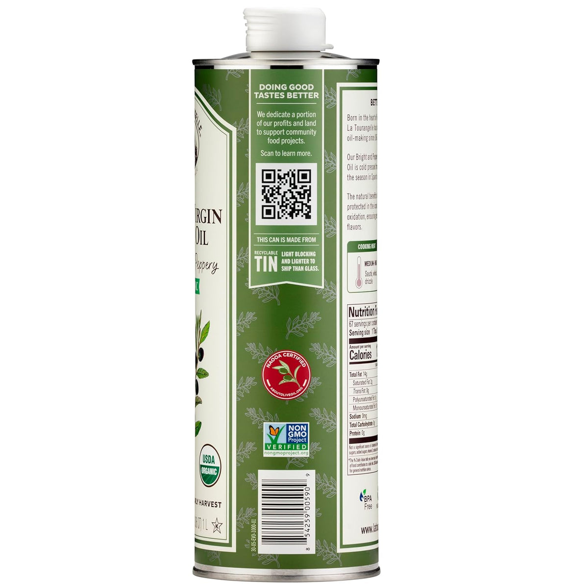 Organic Bright & Peppery Extra Virgin Olive Oil - La Tourangelle