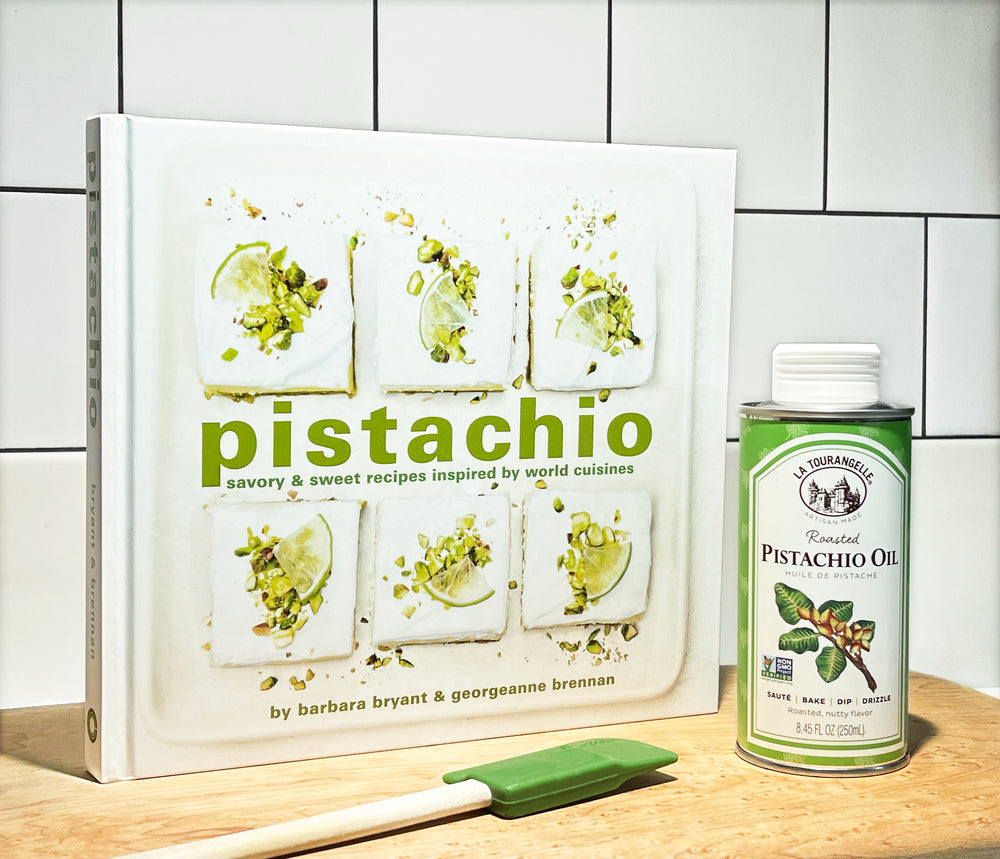
                  
                    Pistachio cookbook, Pistachio oil and spatula
                  
                