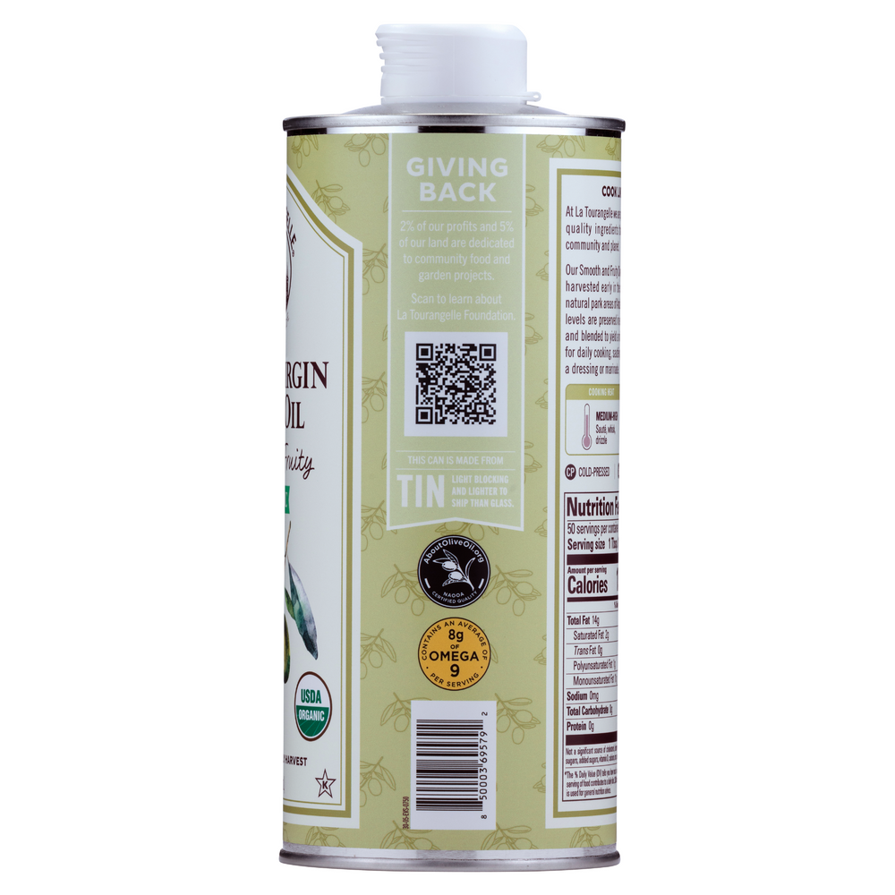 
                  
                    Organic Smooth & Fruity Extra Virgin Olive Oil side
                  
                