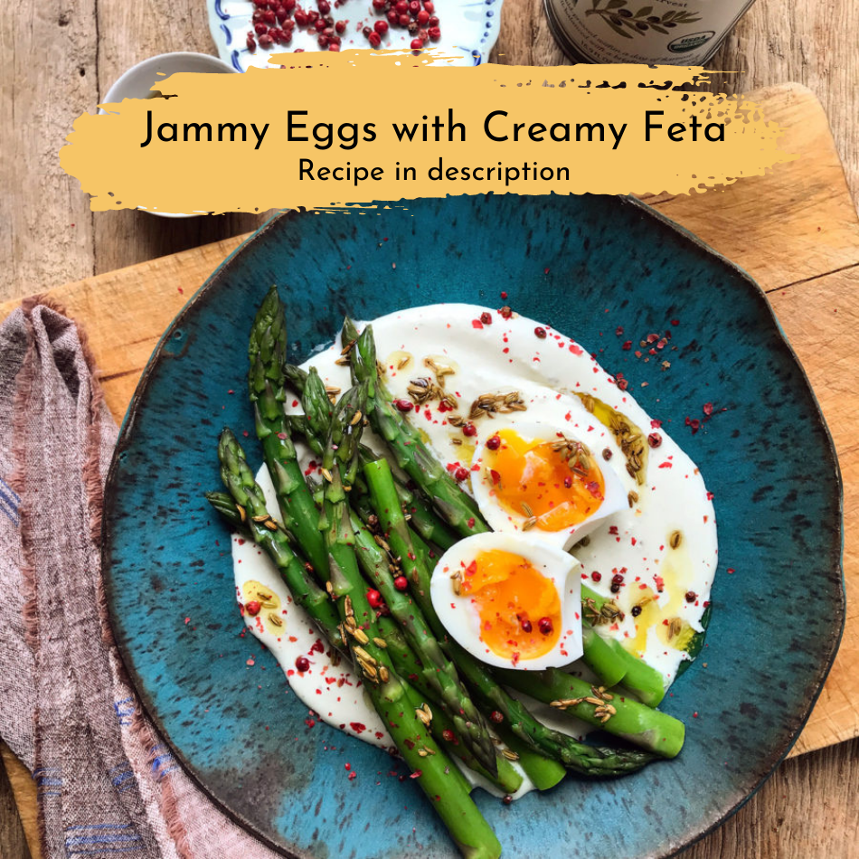 
                  
                    jammy eggs with creamy feta
                  
                