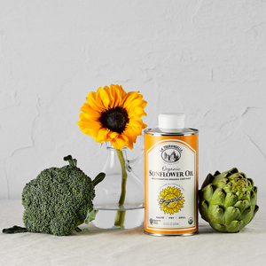 
                  
                    Organic Regenerative Sunflower Oil next to vegetables
                  
                